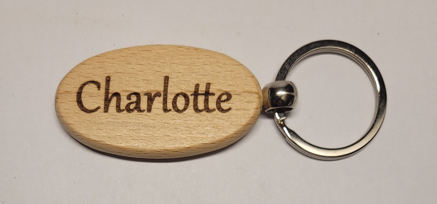 Personalised Wooden Keyring - Ellipse