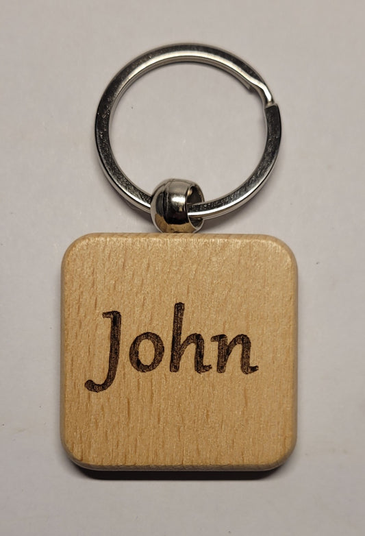 Personalised Wooden Keyring - Square